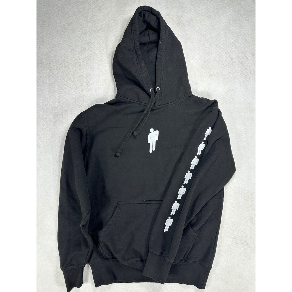 Billie Eilish Blohsh Logo Black Hoodie Sleeve Print Sweatshirt Mens Small